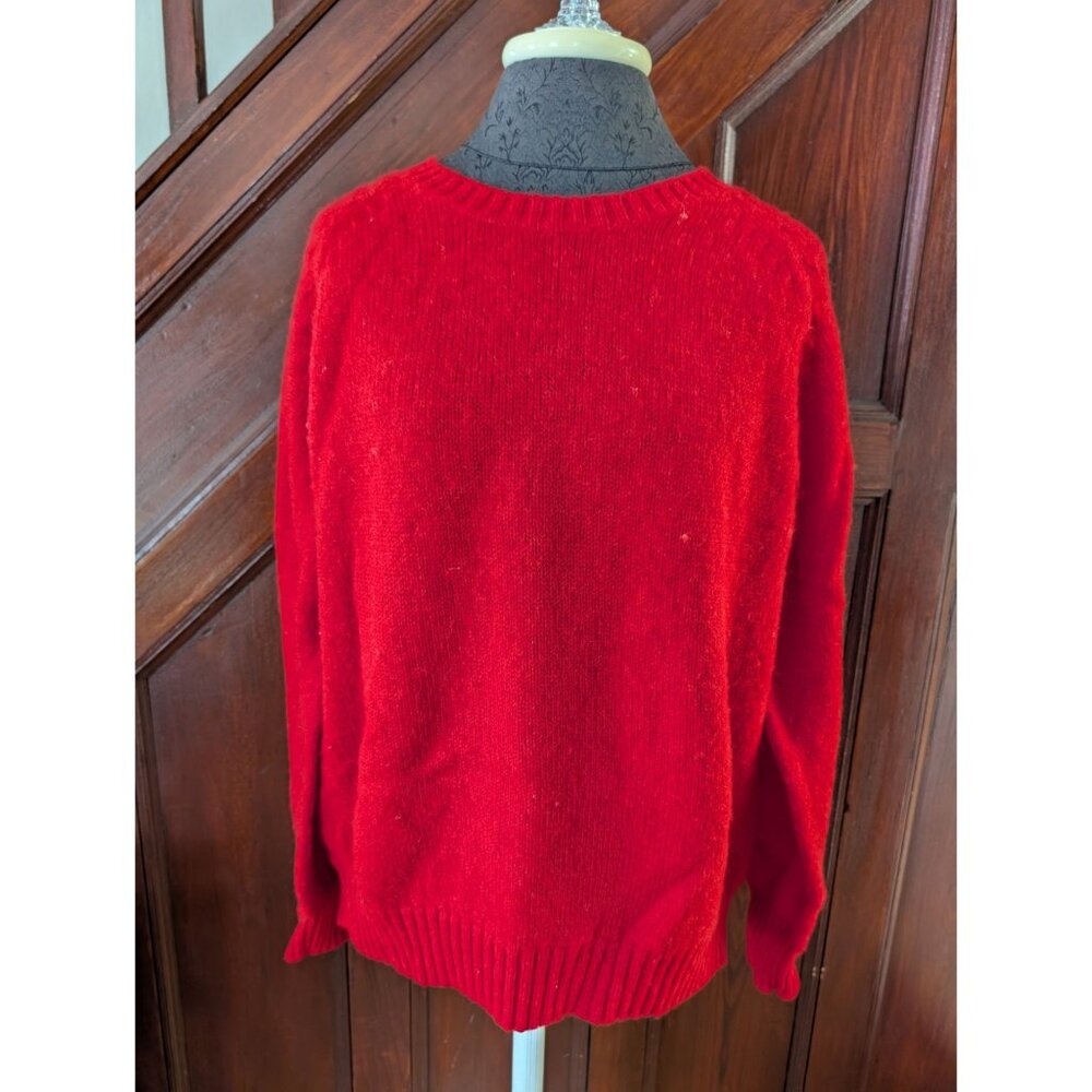 Vintage The Fox Collection Red Wool Blend Sweater XL Wool Crew Neck Knit Pullove